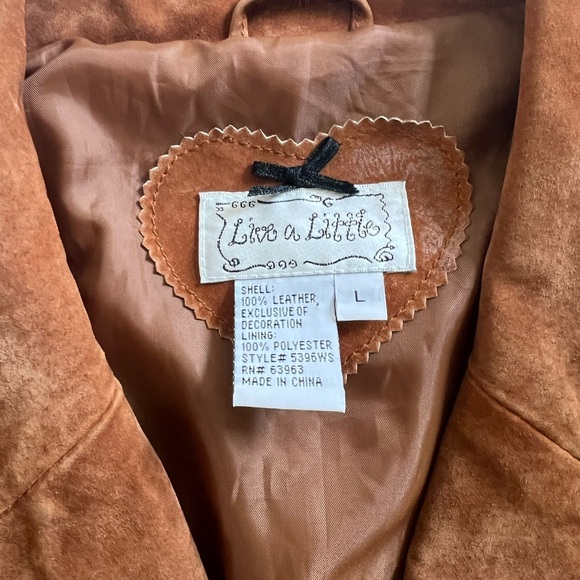 Vintage Live A Little Brown Leather Jacket Size Large - Picture 11 of 11